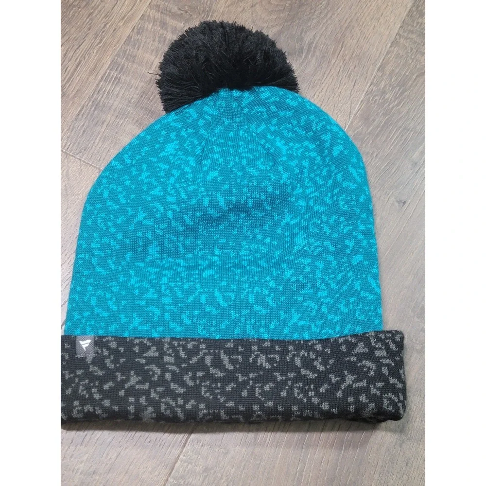 San Jose Sharks Fanatics NHL Teal Black Digital Print Cuffed Pom Beanie Hat
